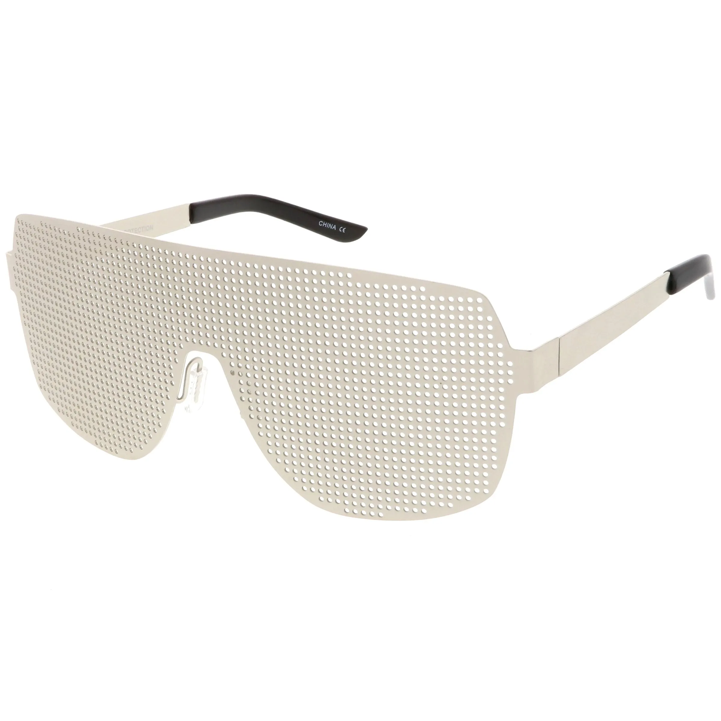 Futuristic Novelty Flat Top Metal Mesh Grade Lens Shield Glasses C339 sold by ZeroUV product image thumbnail 2