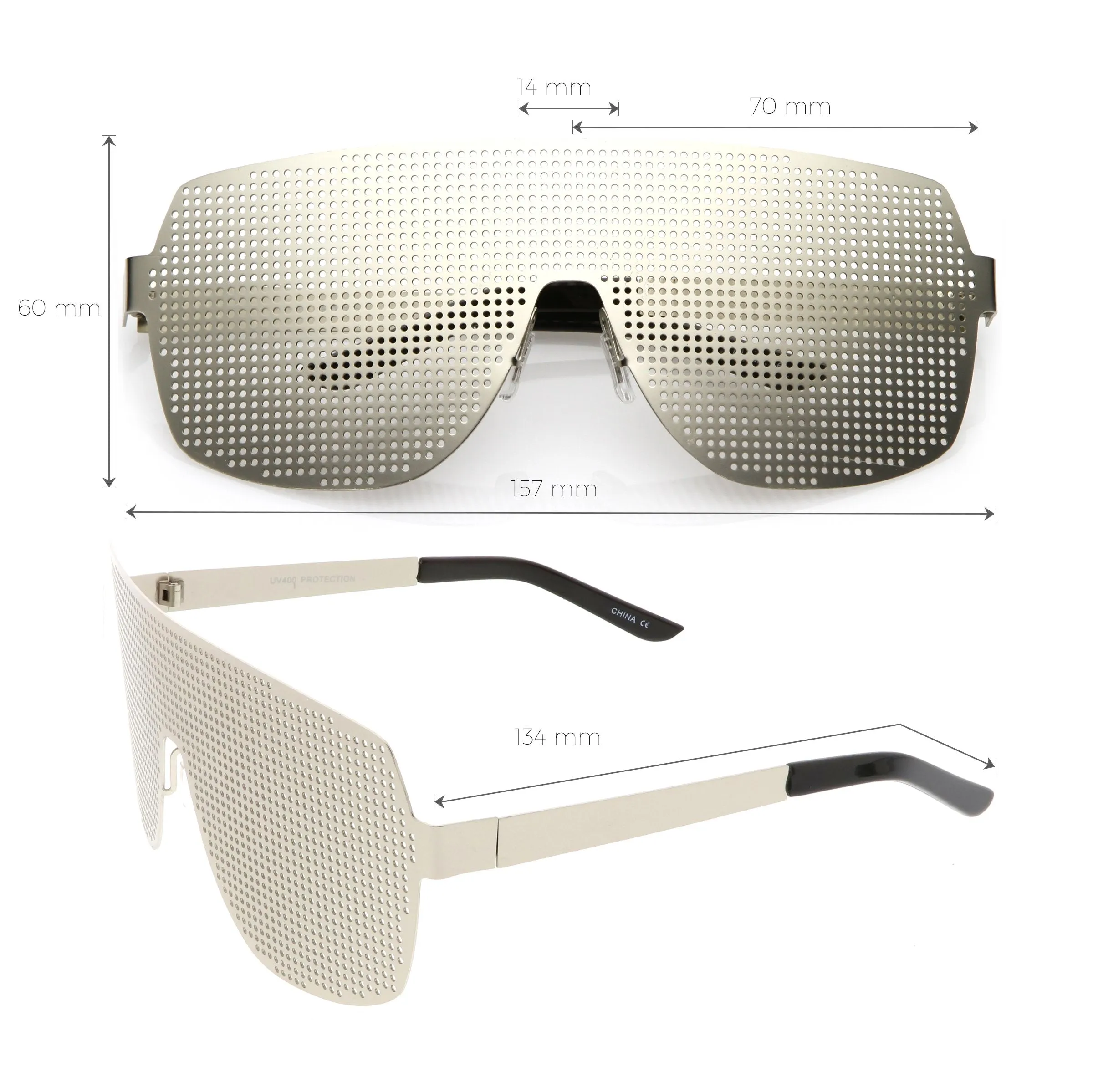 Futuristic Novelty Flat Top Metal Mesh Grade Lens Shield Glasses C339 sold by ZeroUV product image thumbnail 5