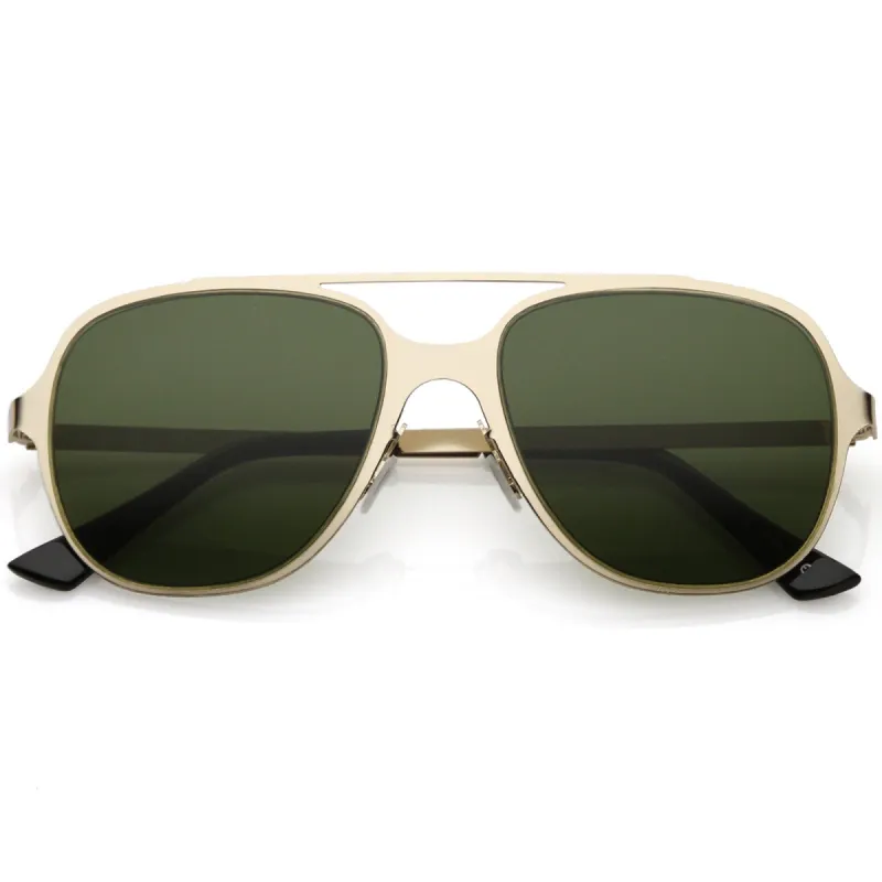 Retro Modern Minimalist Flat Lens Aviator Sunglasses C311 sold by ZeroUV