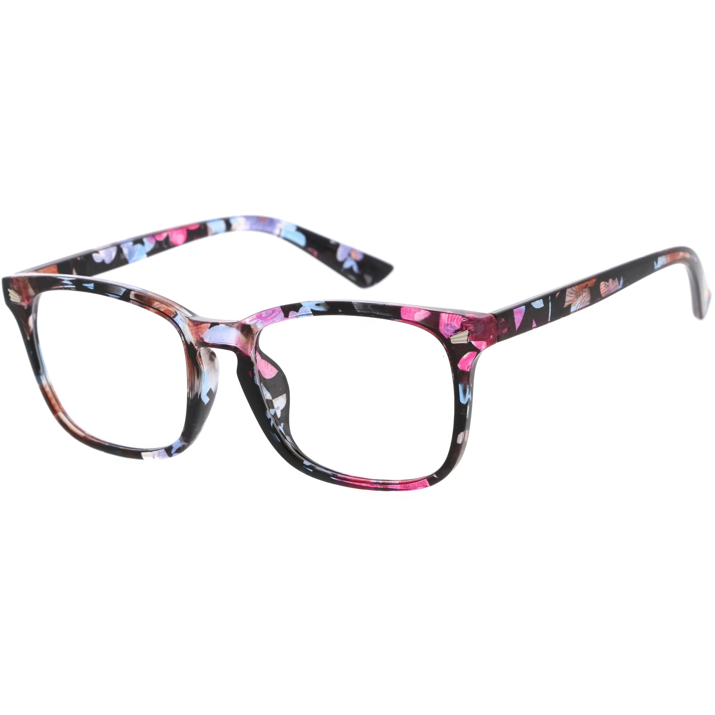 Classy Blue Light Filtering Metal Temple Detail Square Horn Rimmed Glasses D086 sold by ZeroUV product image thumbnail 2