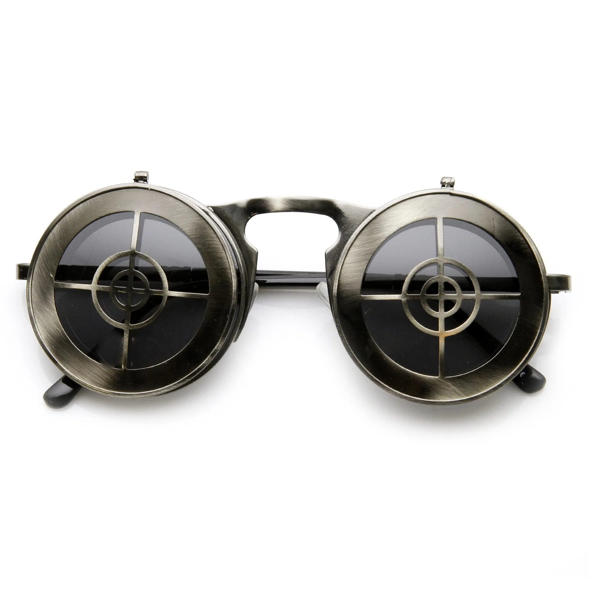 Unique Full Metal Flip Up Bulls Eye Crosshair Target Steampunk Sunglasses 9346 sold by ZeroUV