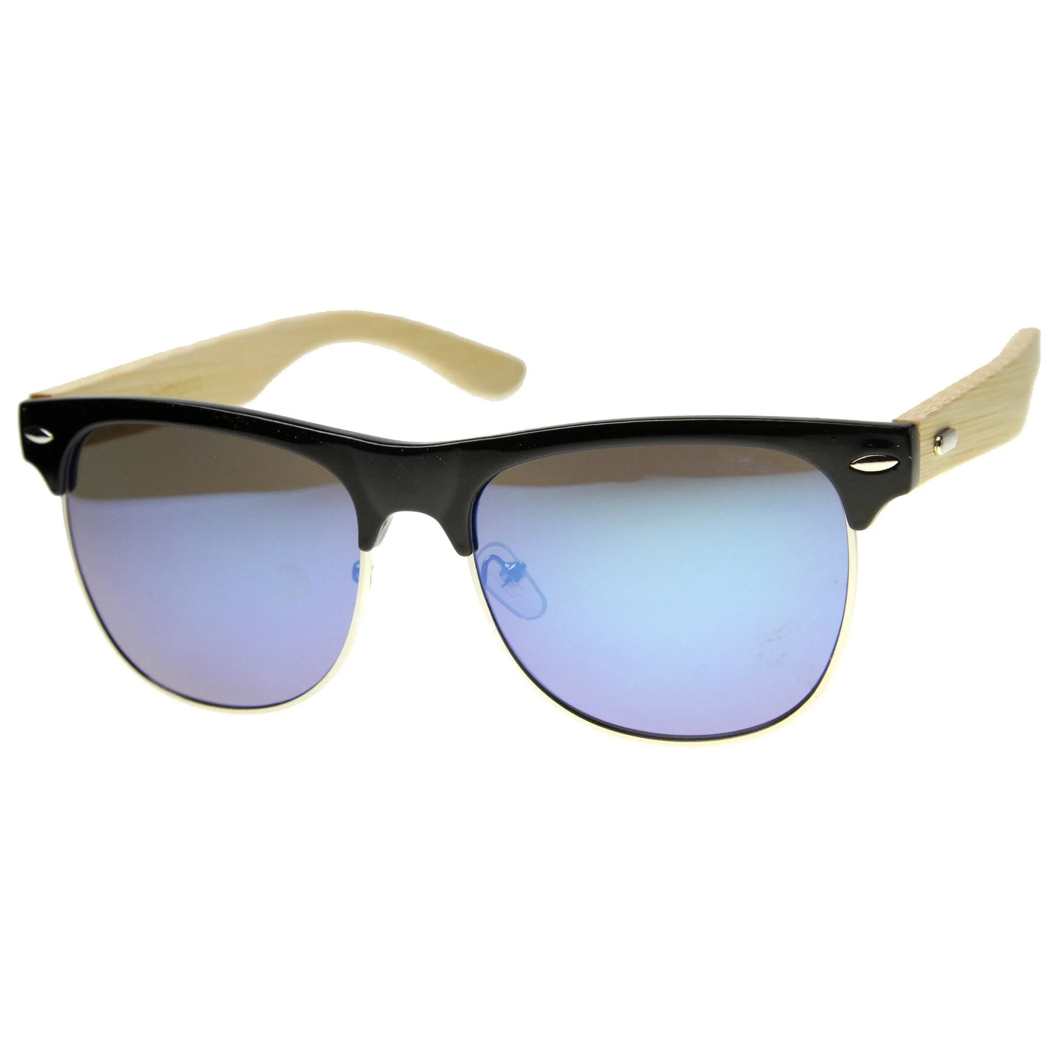 Eco Friendly Bamboo Wood Mirror Lens Half Frame Sunglasses 9949 sold by ZeroUV product image thumbnail 3