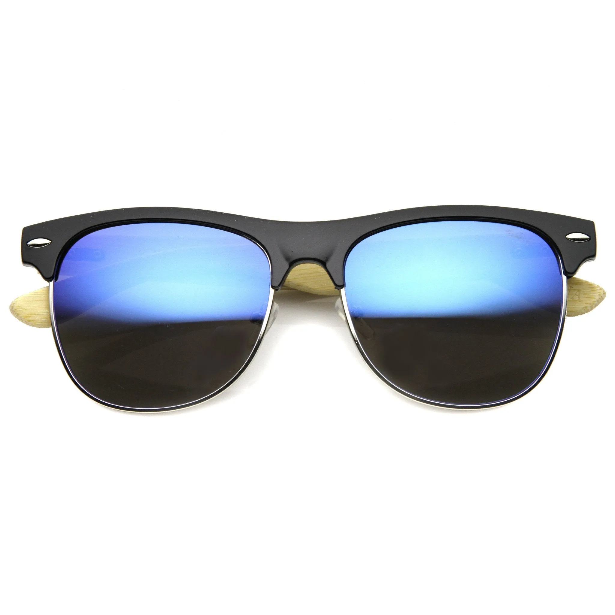 Eco Friendly Bamboo Wood Mirror Lens Half Frame Sunglasses 9949 sold by ZeroUV