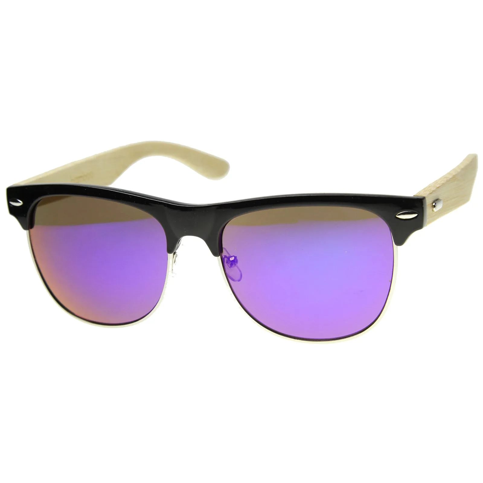 Eco Friendly Bamboo Wood Mirror Lens Half Frame Sunglasses 9949 sold by ZeroUV product image thumbnail 5