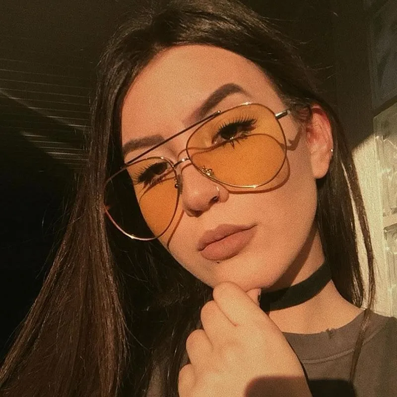 Retro Color Tone Color Flat Lens Aviator Sunglasses A967 sold by ZeroUV product image thumbnail 4