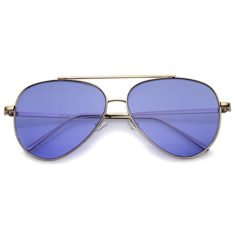 Retro Color Tone Color Flat Lens Aviator Sunglasses A967 sold by ZeroUV