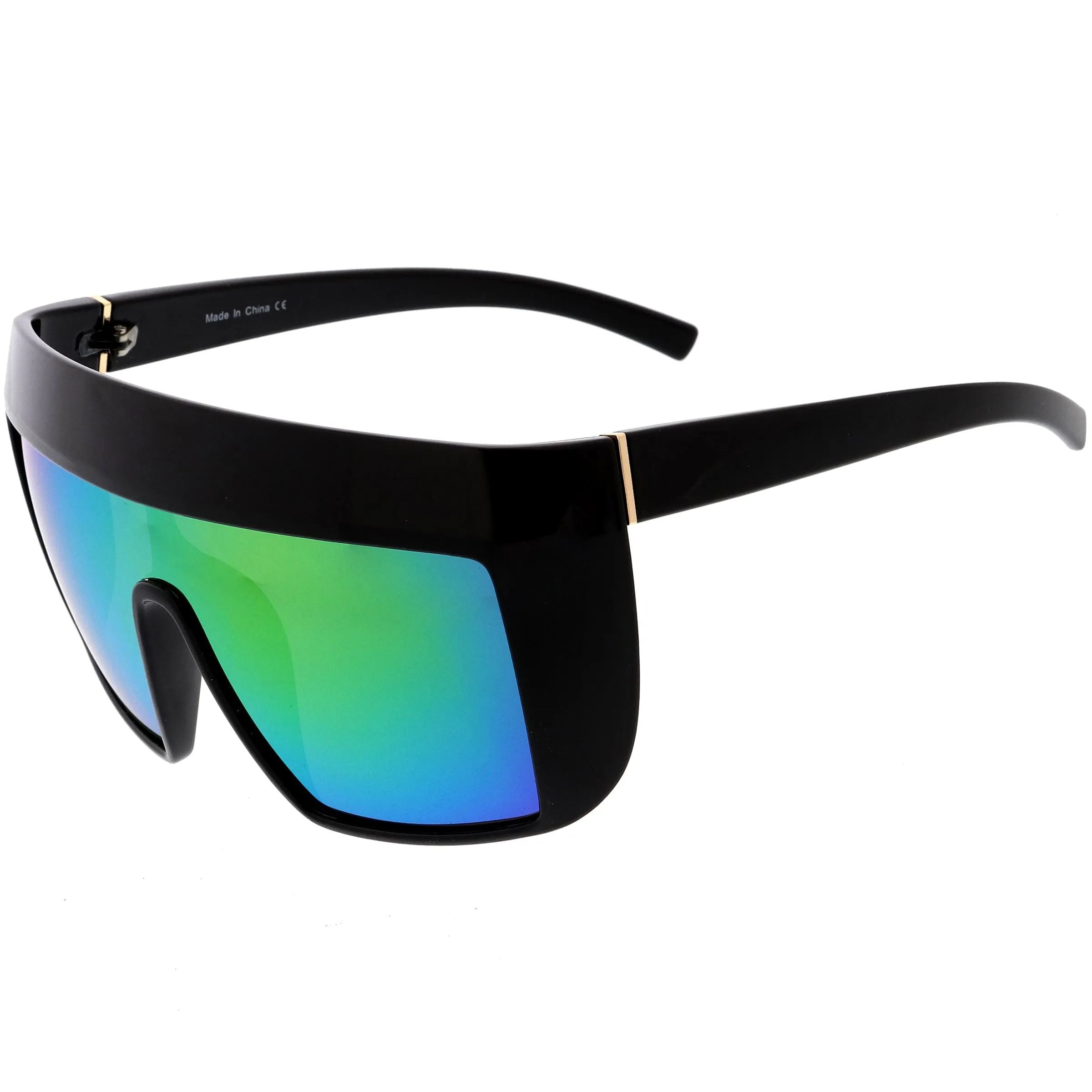 Futuristic Oversize Extended Side Temple Mirrored Lens Sport Shield Sunglasses D013 sold by ZeroUV product image thumbnail 3