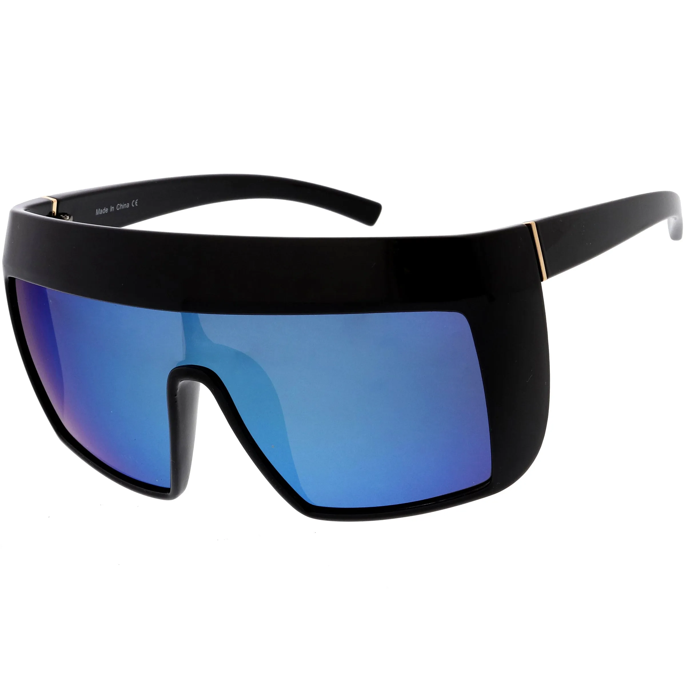 Futuristic Oversize Extended Side Temple Mirrored Lens Sport Shield Sunglasses D013 sold by ZeroUV product image thumbnail 5