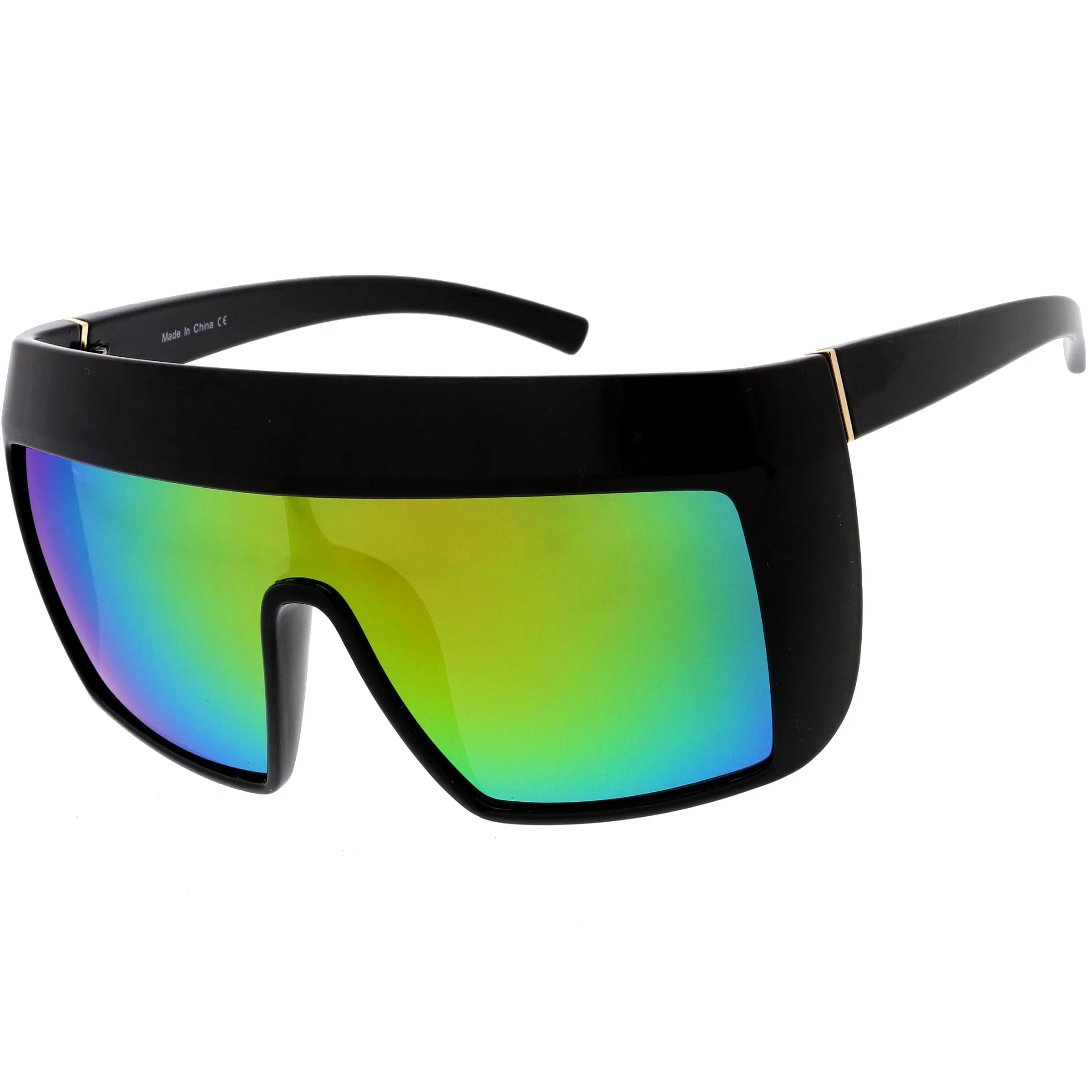 Futuristic Oversize Extended Side Temple Mirrored Lens Sport Shield Sunglasses D013 sold by ZeroUV product image thumbnail 2