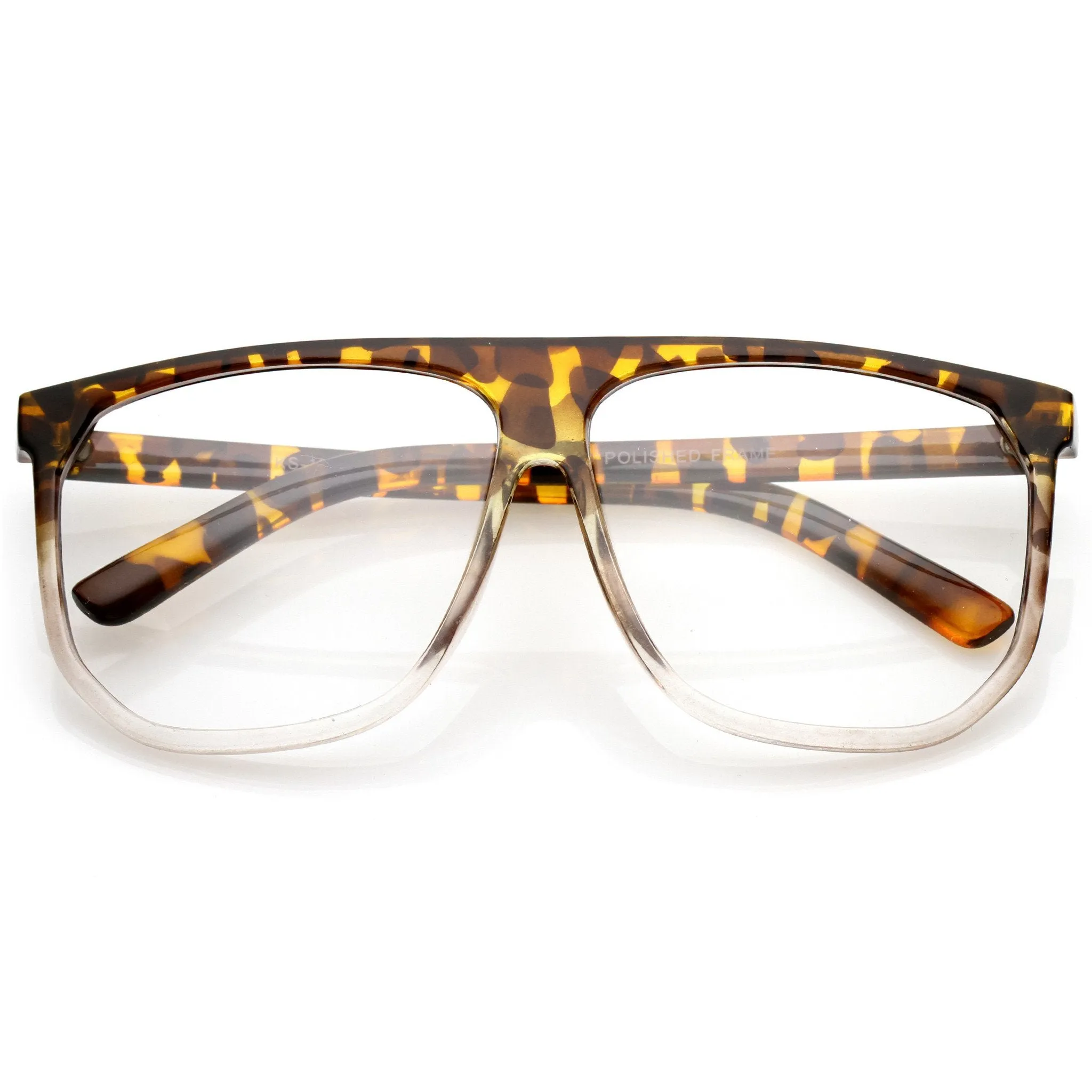 Retro Oversize Flat Top Clear Lens Aviator Glasses C309 sold by ZeroUV