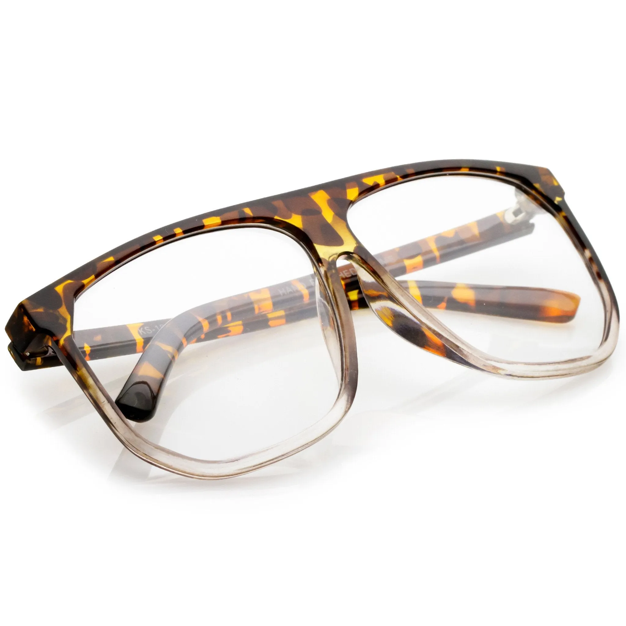 Retro Oversize Flat Top Clear Lens Aviator Glasses C309 sold by ZeroUV product image thumbnail 4