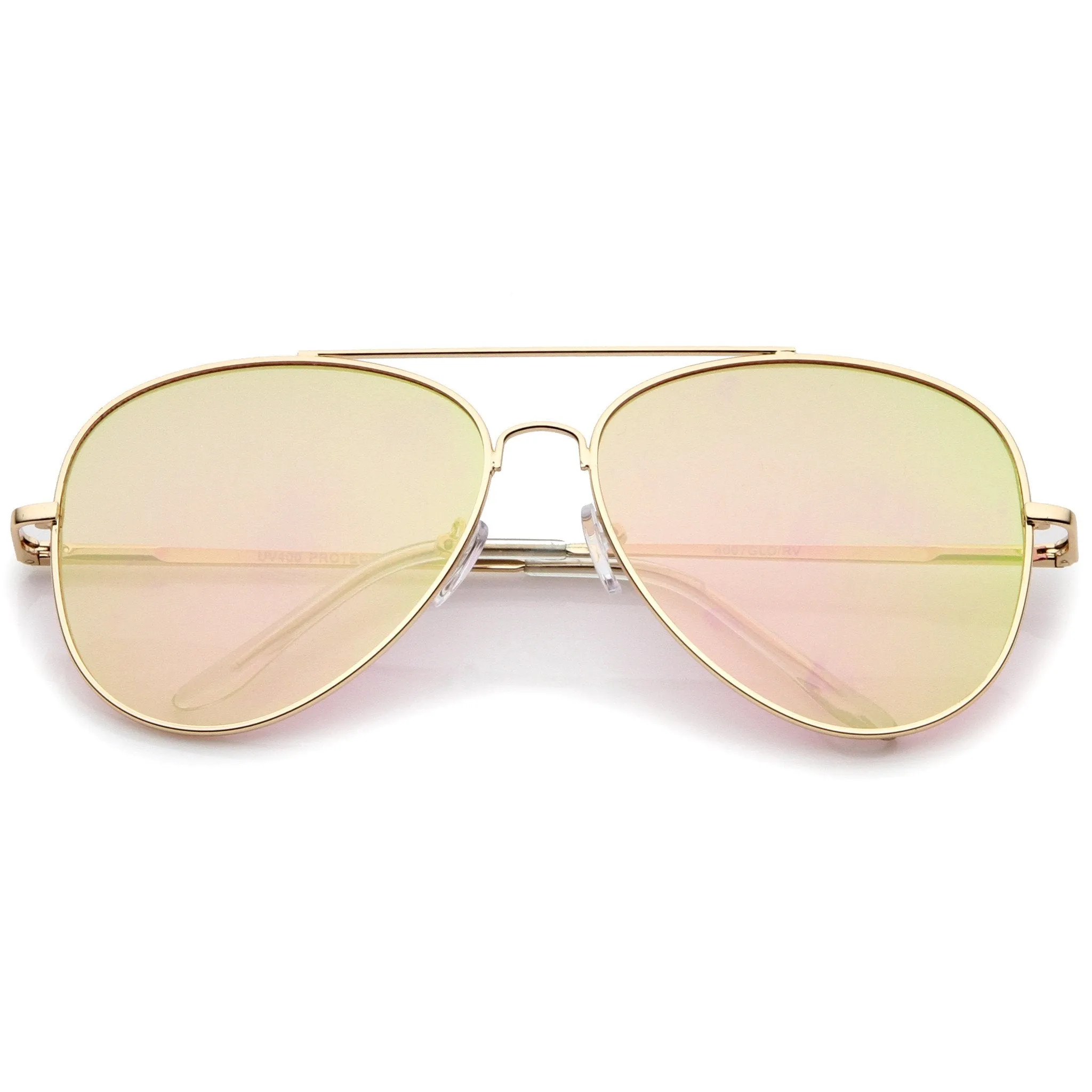 Large Flat Front Mirrored Lens Aviator Sunglasses A485 sold by ZeroUV product image thumbnail 3