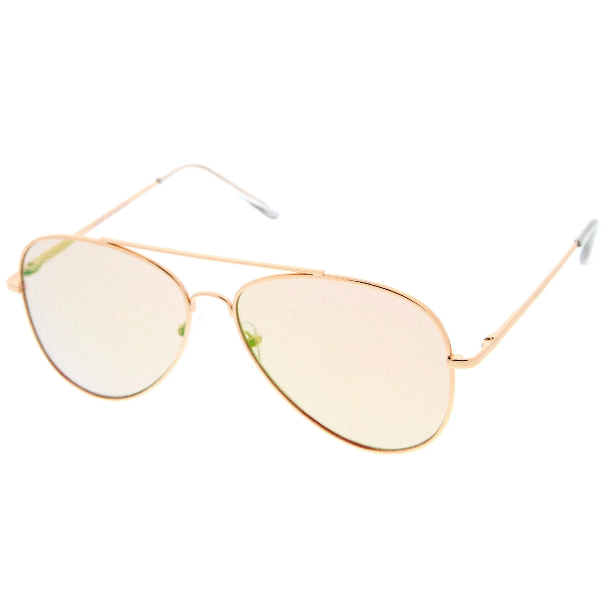 Large Flat Front Mirrored Lens Aviator Sunglasses A485 sold by ZeroUV product image thumbnail 4