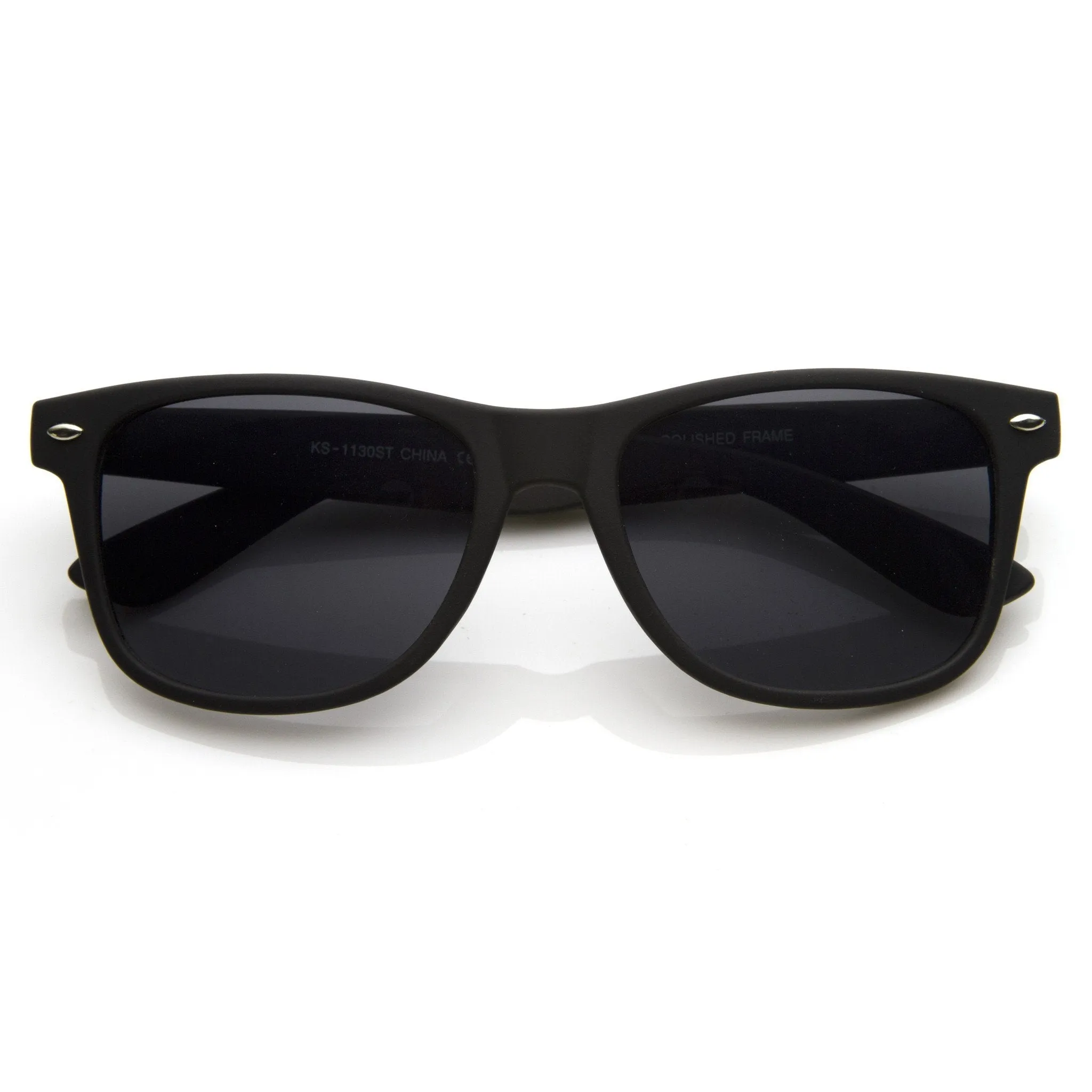 Retro Matte Flat Black Horned Rim Sunglasses 8698 sold by ZeroUV