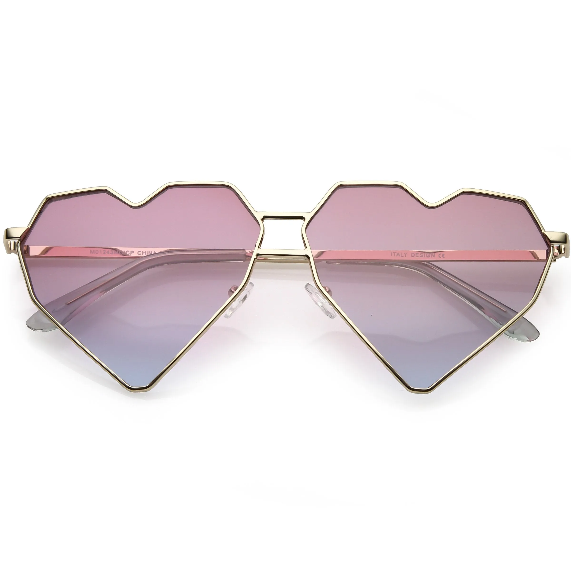 Women's Oversize Geometric Metal Heart Shape Sunglasses C629 sold by ZeroUV product image thumbnail 5