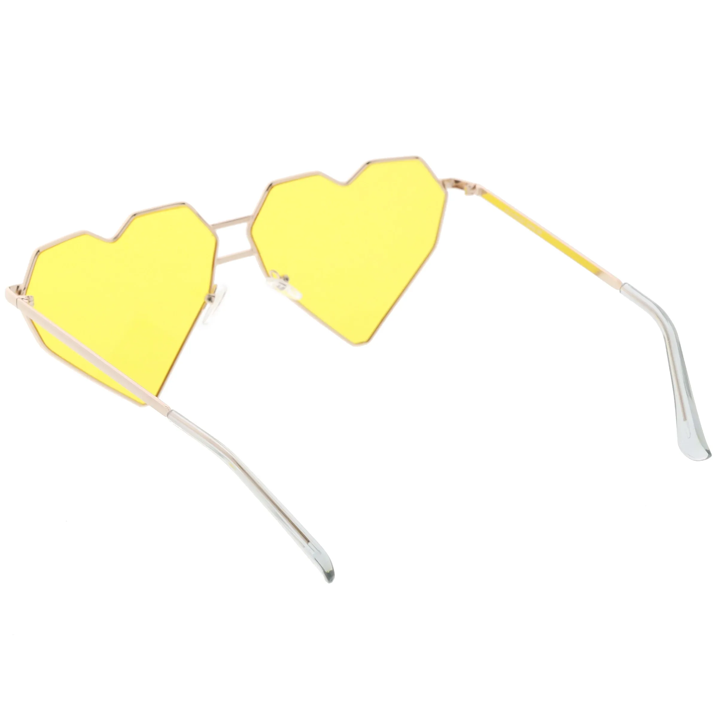 Women's Oversize Geometric Metal Heart Shape Sunglasses C629 sold by ZeroUV product image thumbnail 4