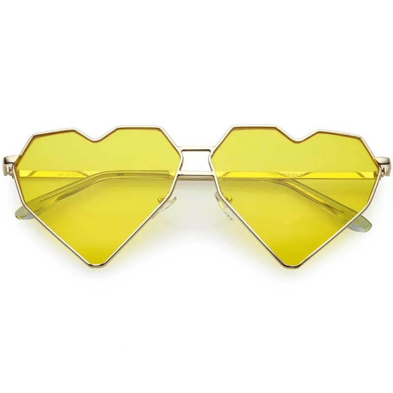 Women's Oversize Geometric Metal Heart Shape Sunglasses C629 sold by ZeroUV