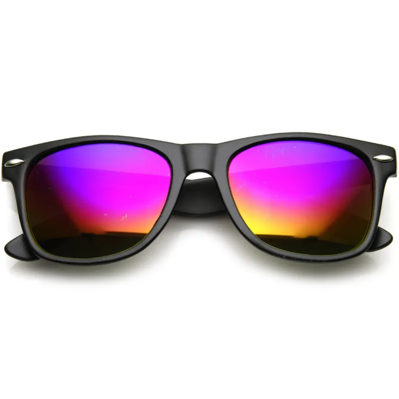 Retro Matte Black Horned Rim Flash Colored Lens Sunglasses 58mm 8025 sold by ZeroUV