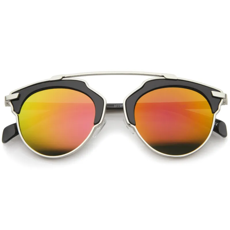 Modern Fashion 2 Tone Mirrored Lens Aviator Sunglasses A209 sold by ZeroUV