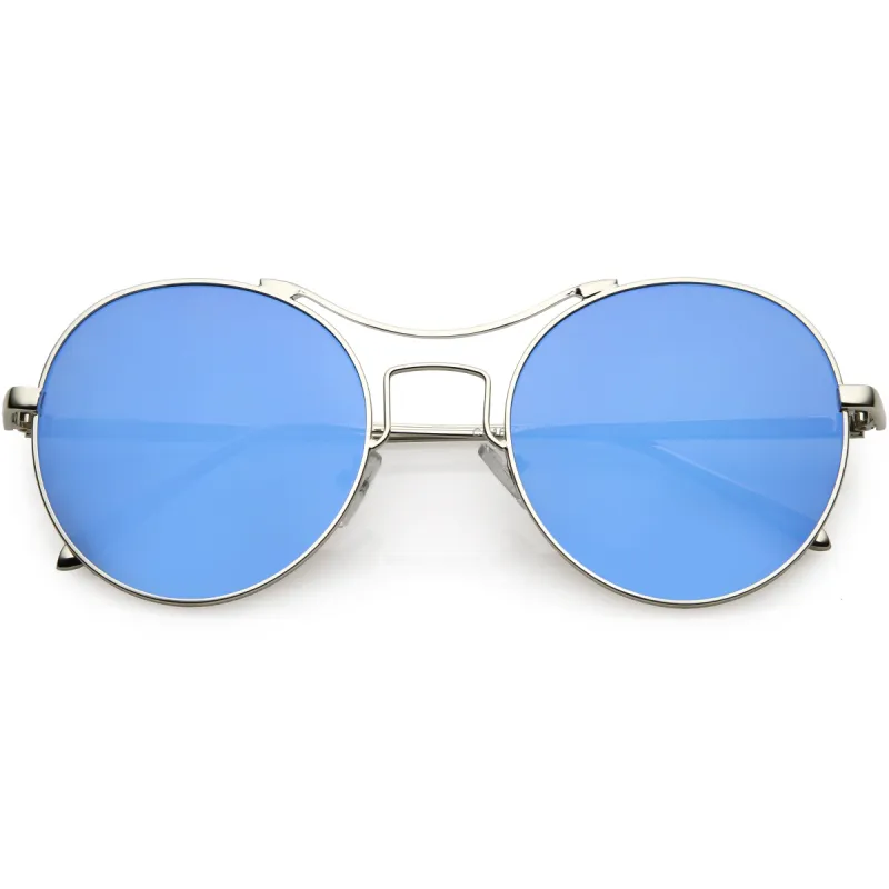 Chic Modern Slim Metal Flat Lens Round Sunglasses C873 sold by ZeroUV