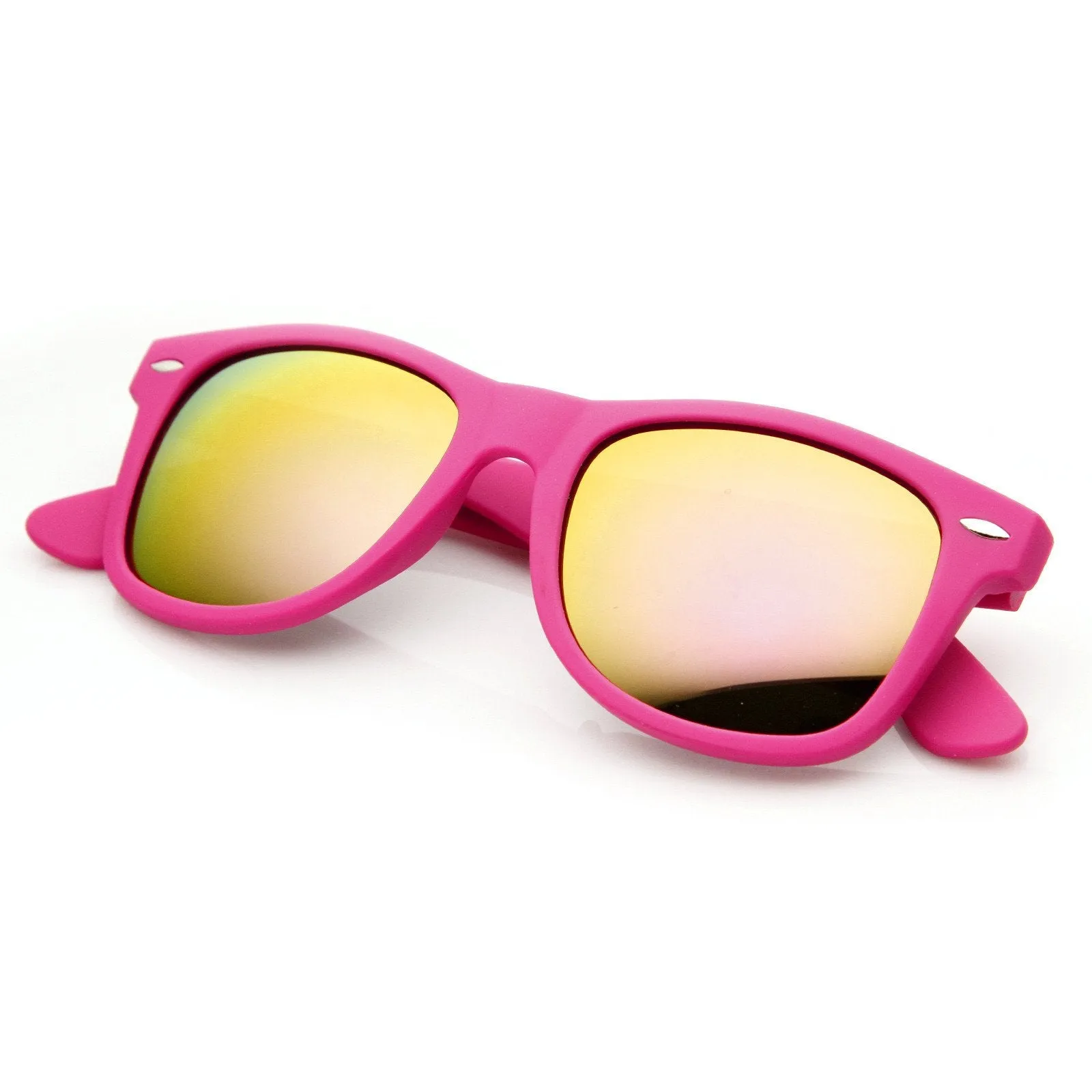 Trendy Soft Rubber Colorful Mirror Lens Horned Rim Sunglasses 8999 sold by ZeroUV product image thumbnail 3