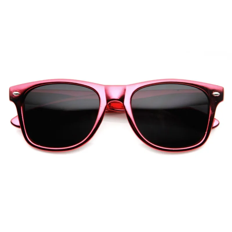 Shiny Foil Reflective Coating Retro Horned Rim Sunglasses 8724 sold by ZeroUV