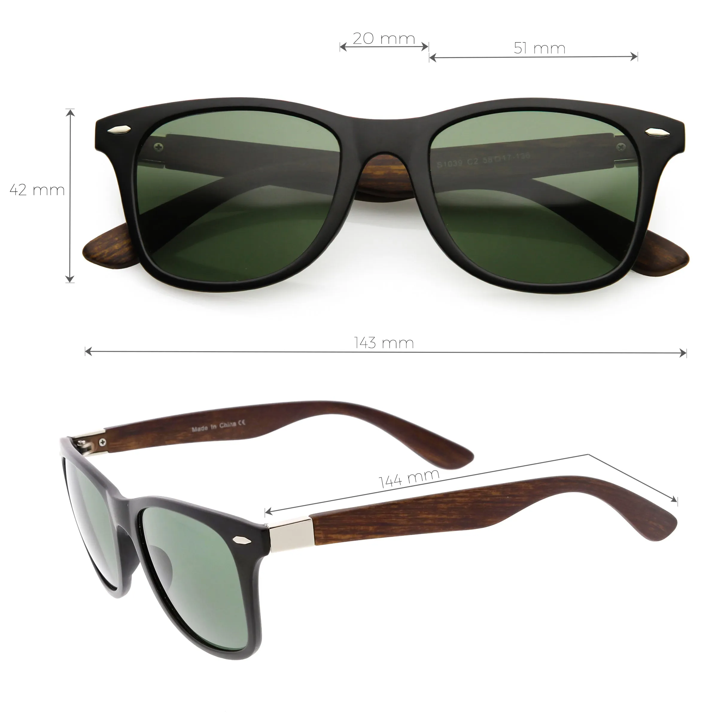 Unisex Outdoors Hiking Wood Print Horned Rim Sunglasses C845 sold by ZeroUV product image thumbnail 5