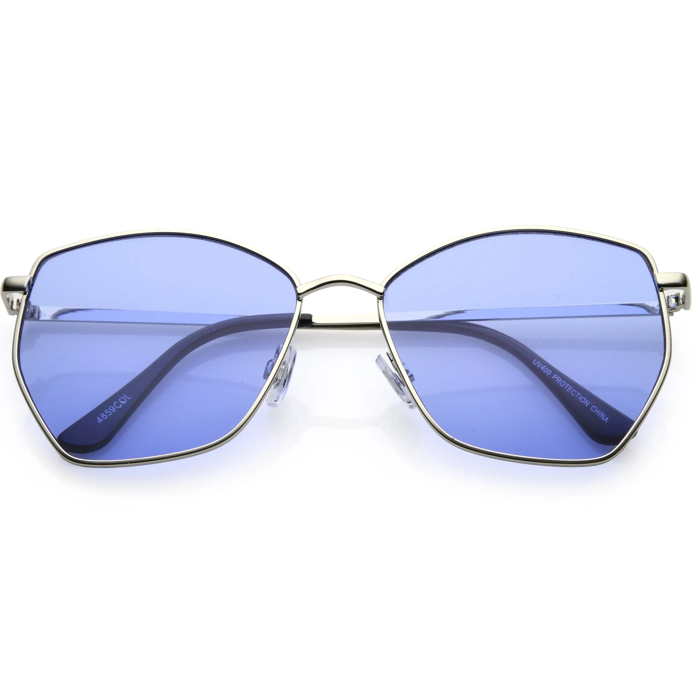 Oversize Retro Geometric Color Tone Flat Lens Metal Sunglasses C947 sold by ZeroUV