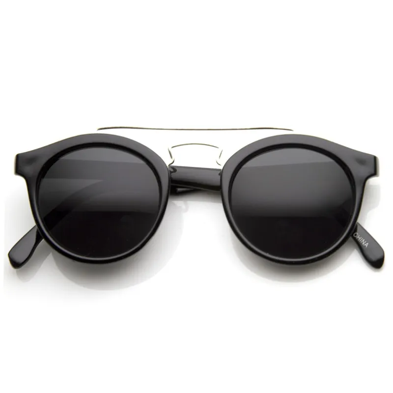 Retro Dapper Cross Bar P3 Round Aviator Sunglasses 8700 sold by ZeroUV