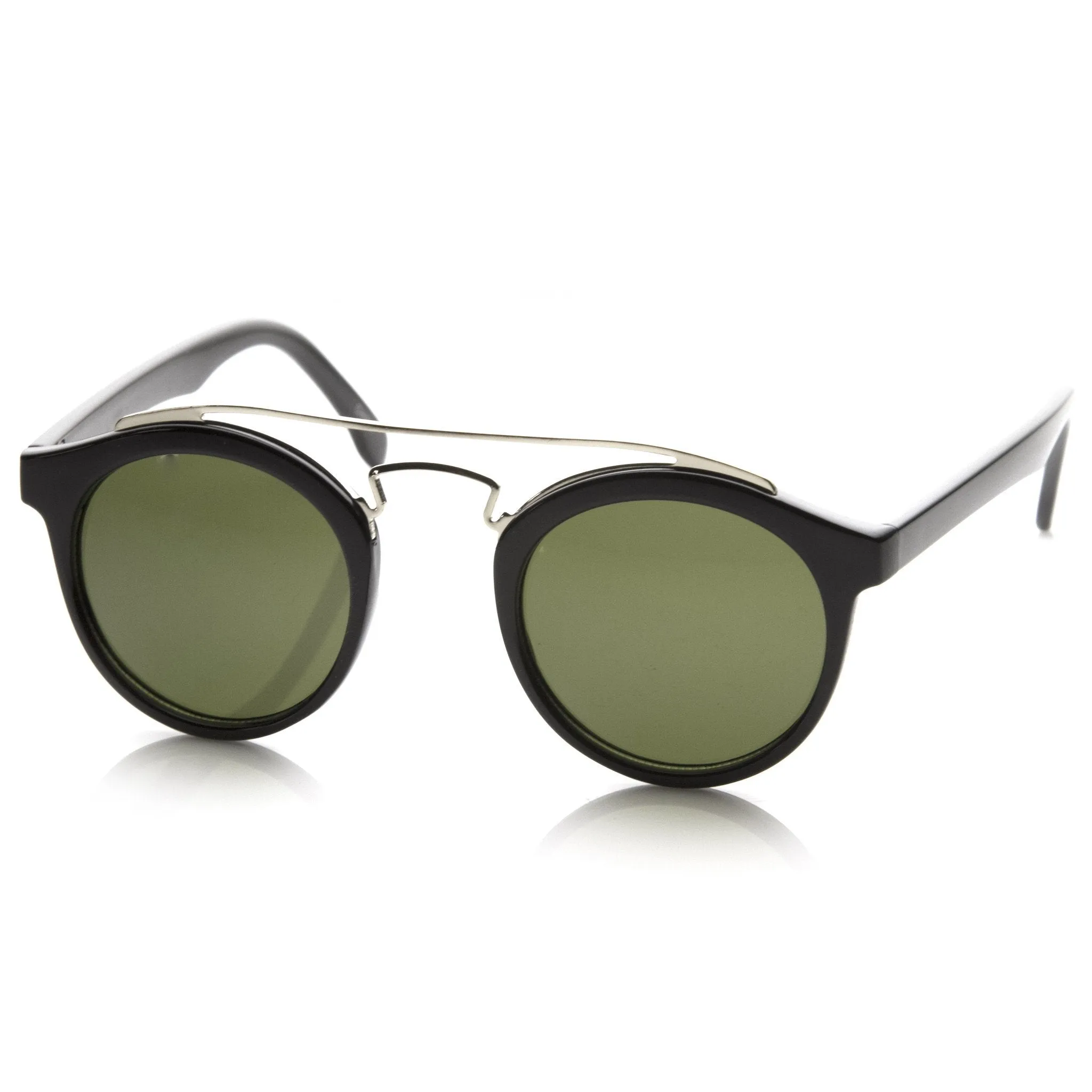 Retro Dapper Cross Bar P3 Round Aviator Sunglasses 8700 sold by ZeroUV product image thumbnail 3