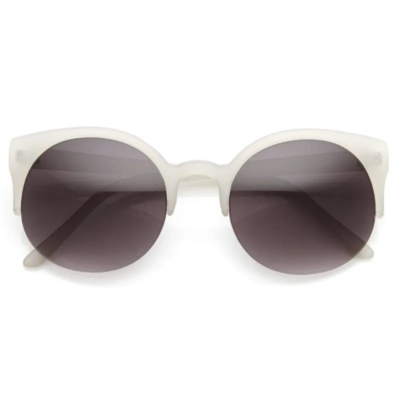 Retro Trendy Round Circle Cat Eye Semi Rimless Sunglasses 9108 sold by ZeroUV