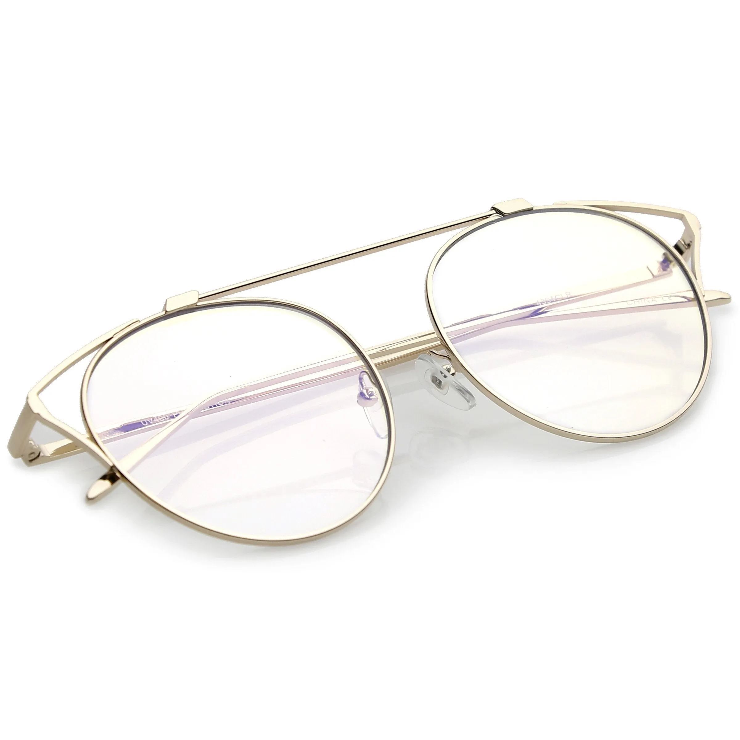 Retro Modern Full Metal Wire Frame Clear Lens Glasses C292 sold by ZeroUV product image thumbnail 4