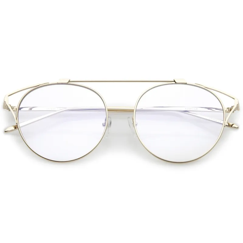 Retro Modern Full Metal Wire Frame Clear Lens Glasses C292 sold by ZeroUV