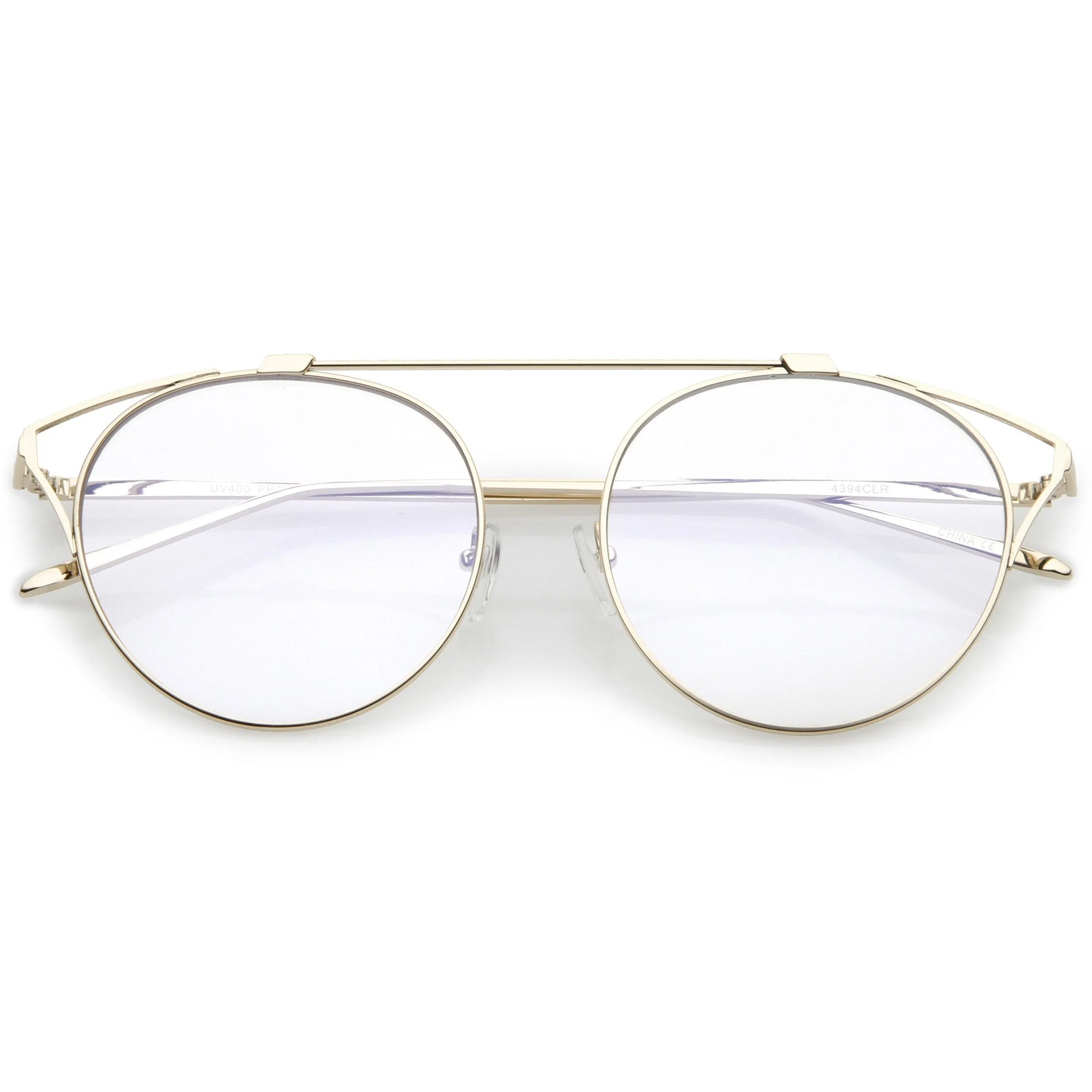 Retro Modern Full Metal Wire Frame Clear Lens Glasses C292 sold by ZeroUV