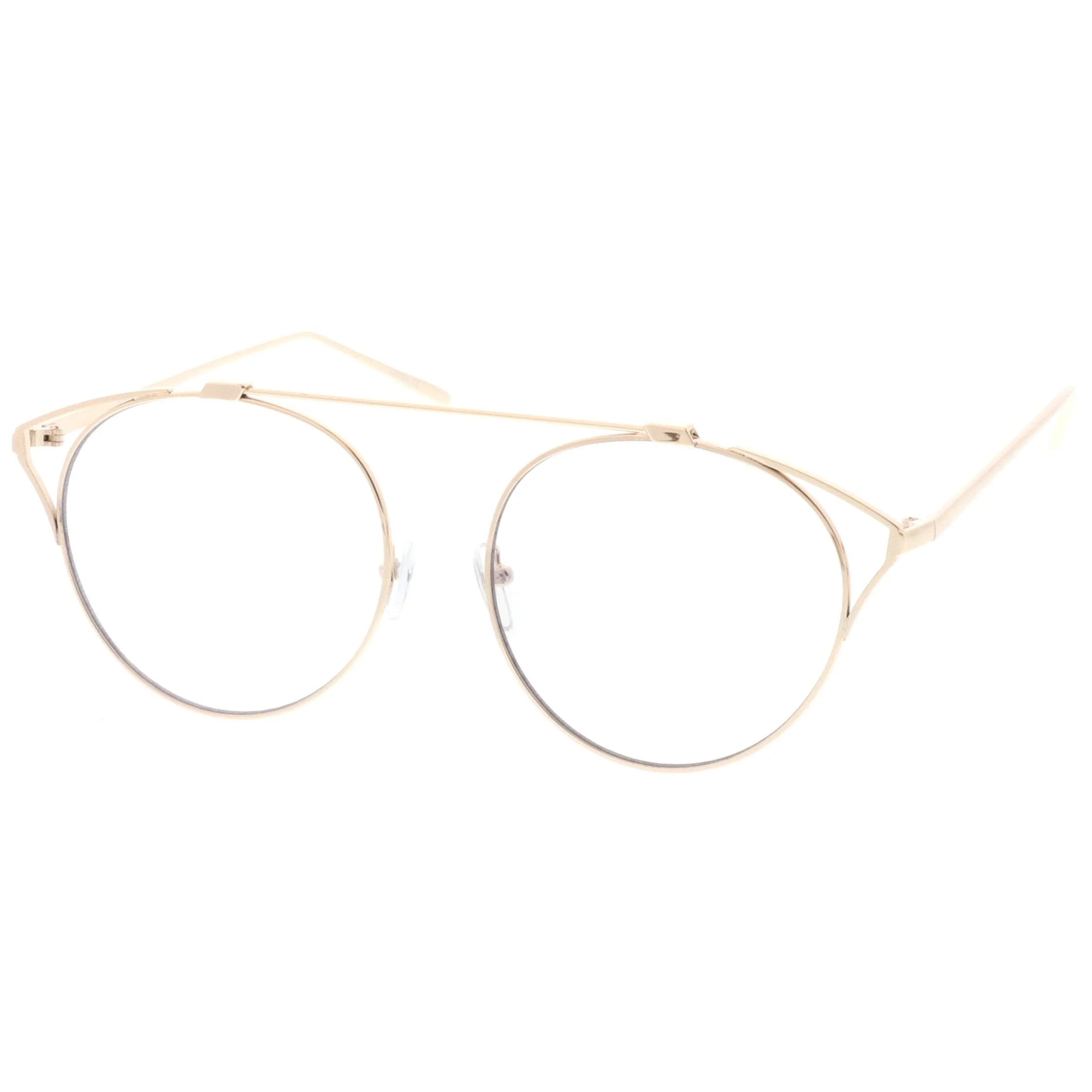 Retro Modern Full Metal Wire Frame Clear Lens Glasses C292 sold by ZeroUV product image thumbnail 2