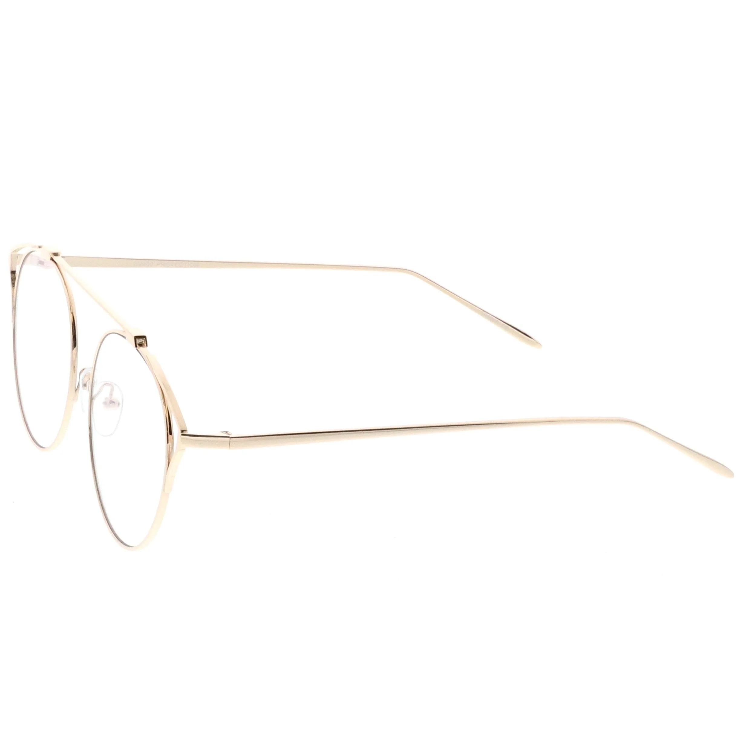 Retro Modern Full Metal Wire Frame Clear Lens Glasses C292 sold by ZeroUV product image thumbnail 3