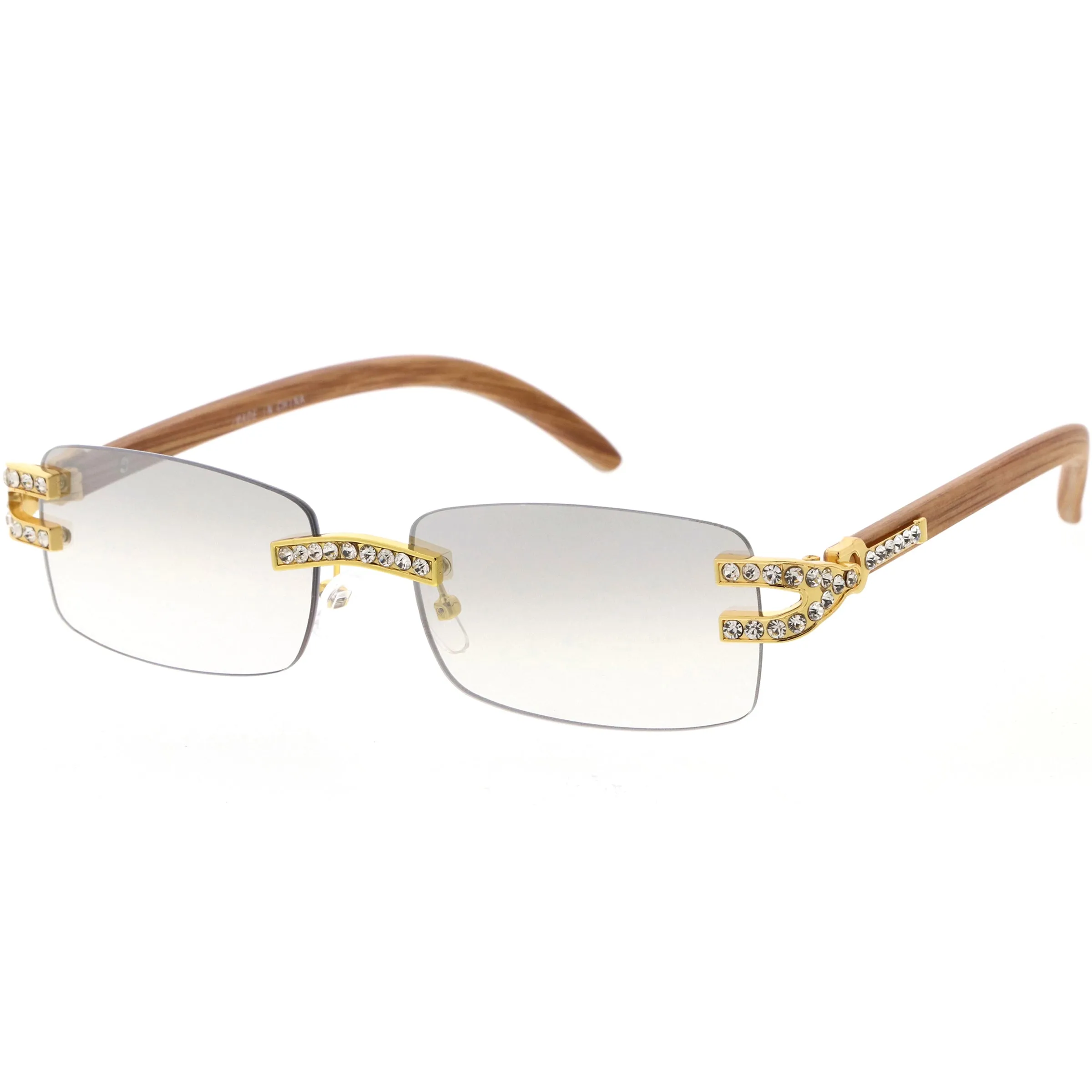 Double Rhinestones Decorated Premium Square Sunglasses D128 sold by ZeroUV product image thumbnail 2