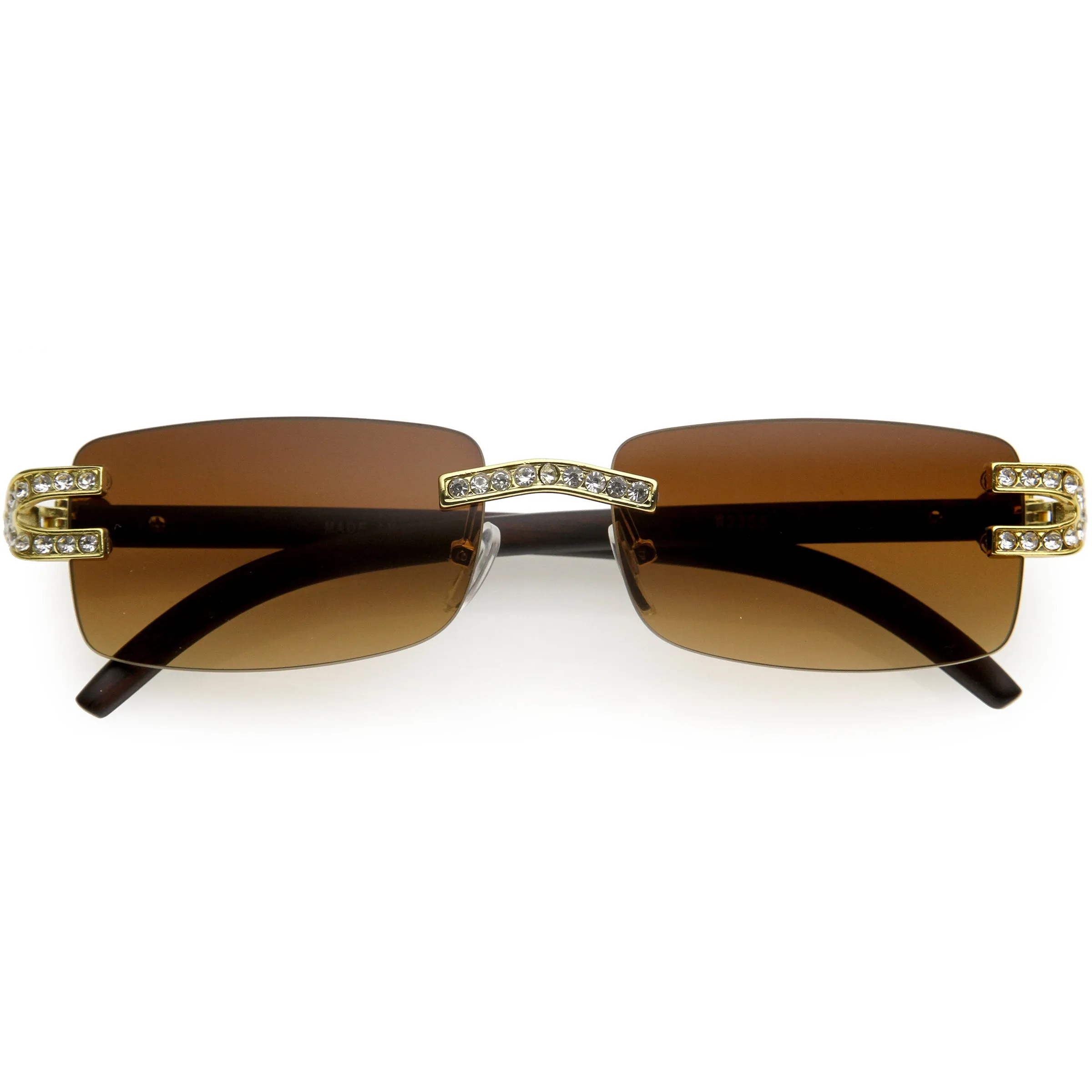 Double Rhinestones Decorated Premium Square Sunglasses D128 sold by ZeroUV product image thumbnail 5