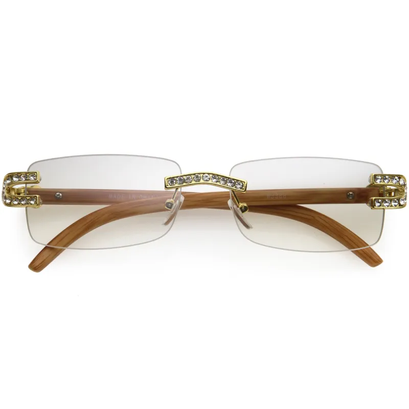 Double Rhinestones Decorated Premium Square Sunglasses D128 sold by ZeroUV