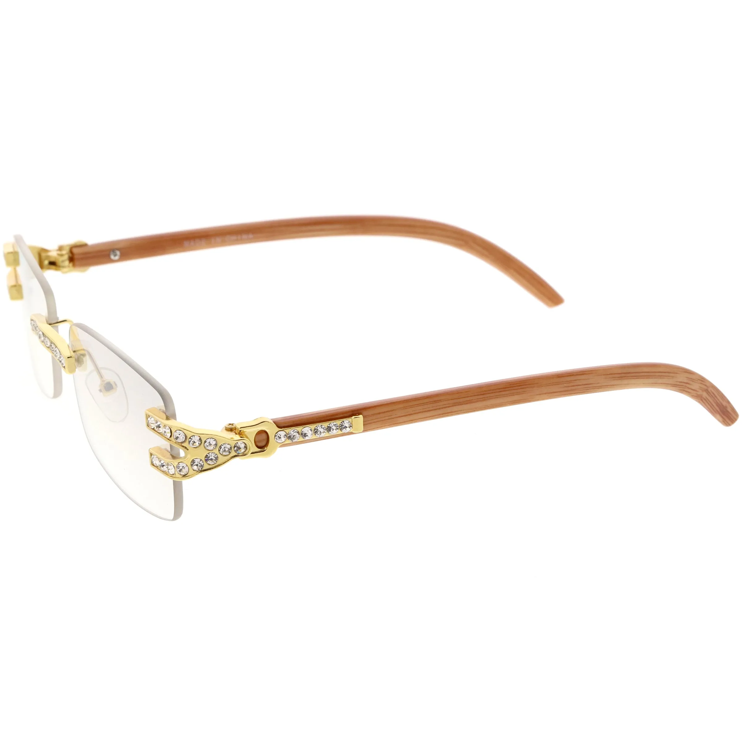 Double Rhinestones Decorated Premium Square Sunglasses D128 sold by ZeroUV product image thumbnail 3