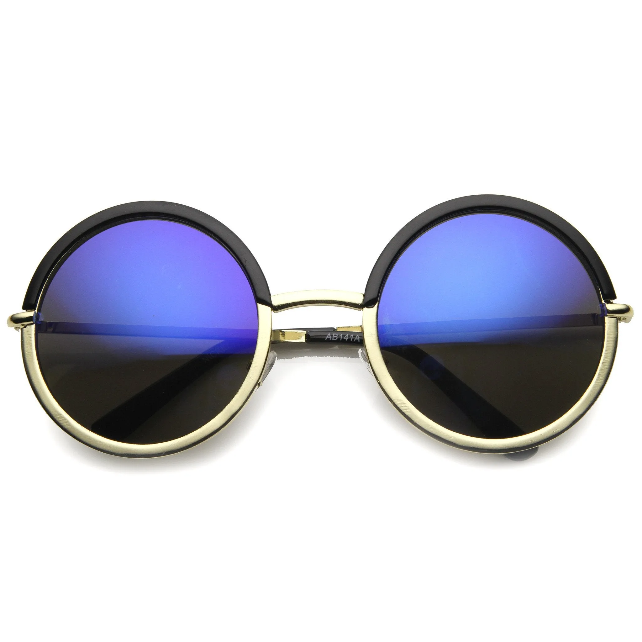 Round Metal Half Frame Mirror Lens Sunglasses 9886 sold by ZeroUV