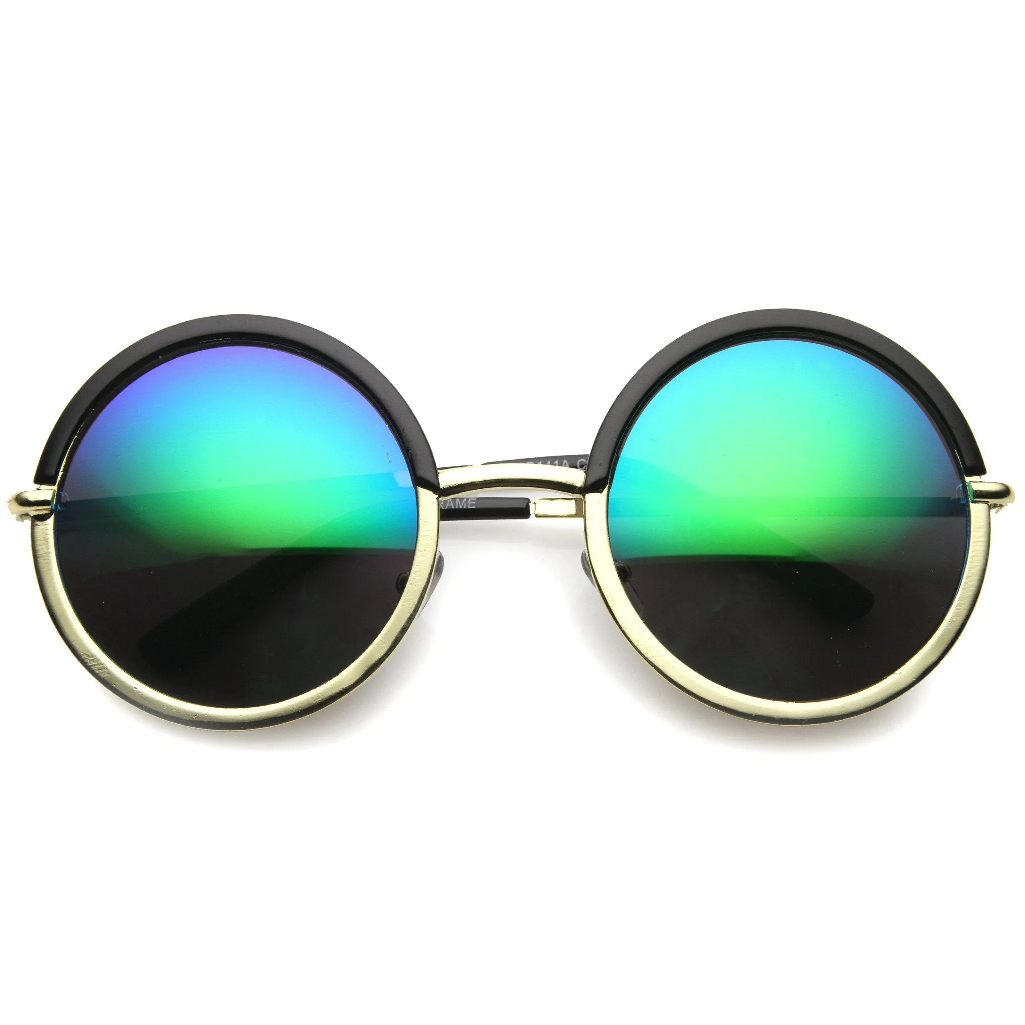 Round Metal Half Frame Mirror Lens Sunglasses 9886 sold by ZeroUV product image thumbnail 5