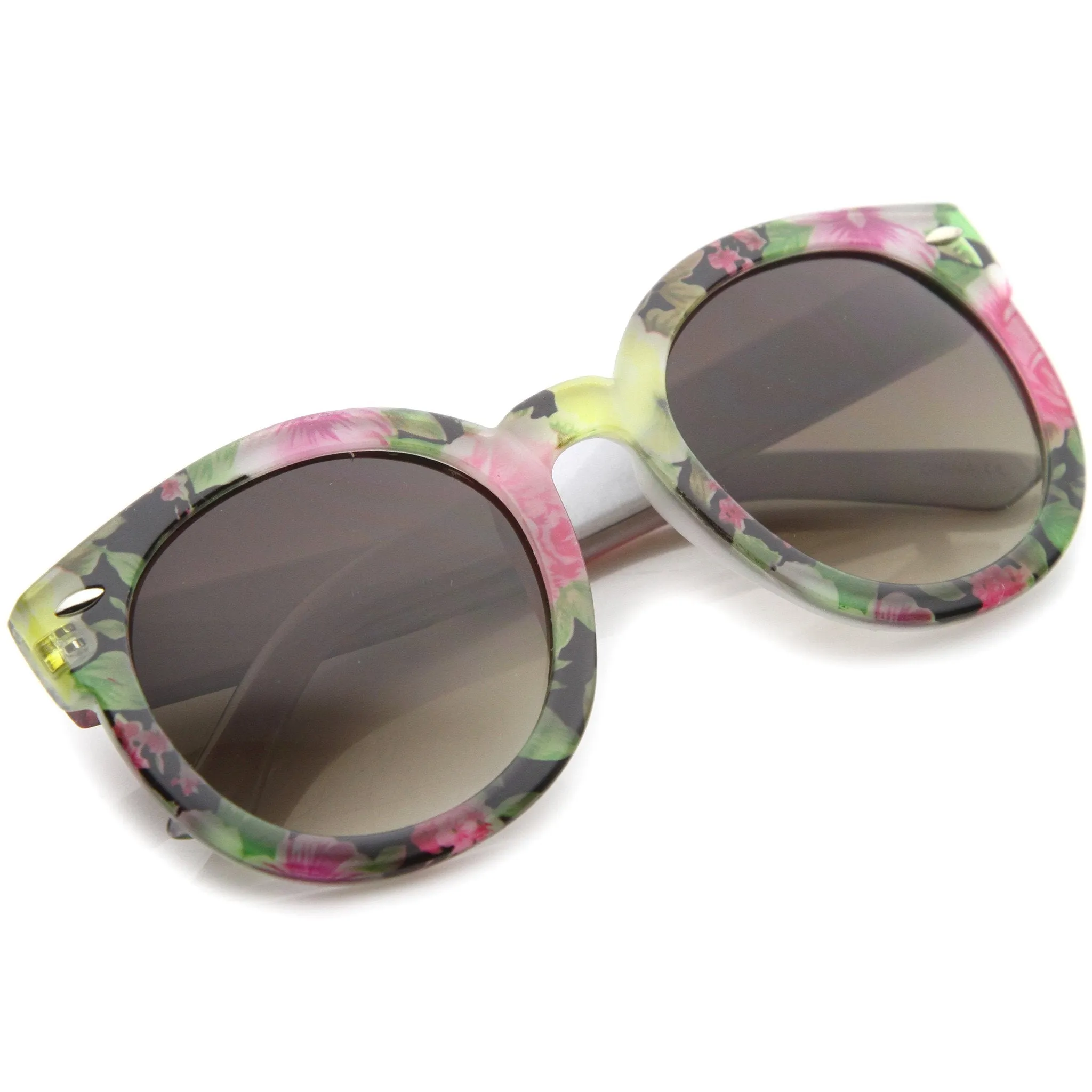 Women's Spring Floral Print Oversize Round Sunglasses A187 sold by ZeroUV product image thumbnail 4
