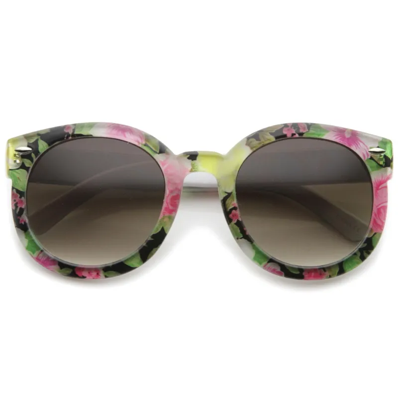 Women's Spring Floral Print Oversize Round Sunglasses A187 sold by ZeroUV