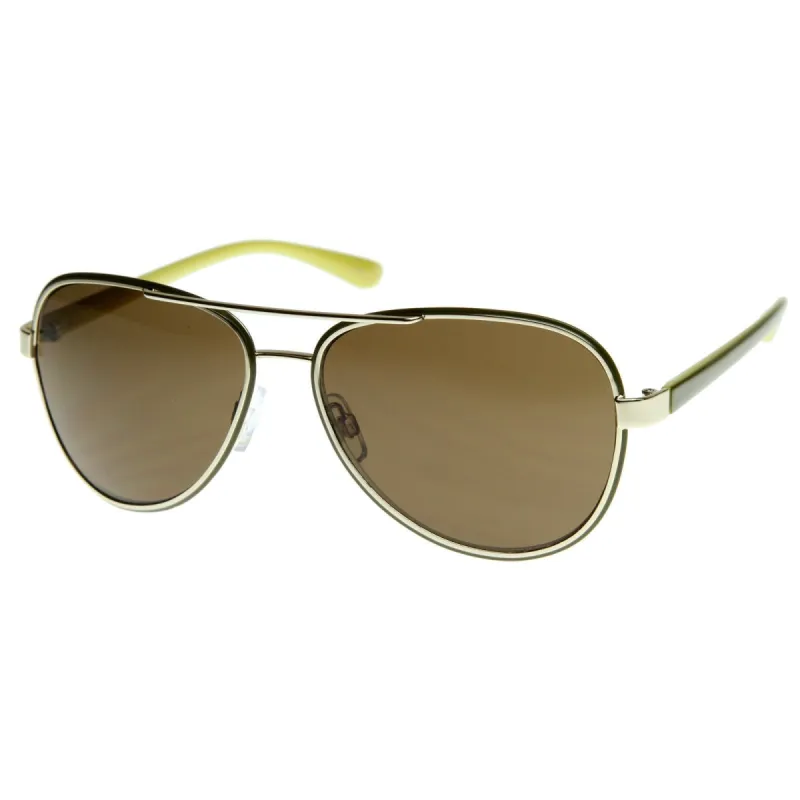 Premium Optical Quality Nouveau Metal Laser Crafted Aviator Sunglasses 8365 sold by ZeroUV