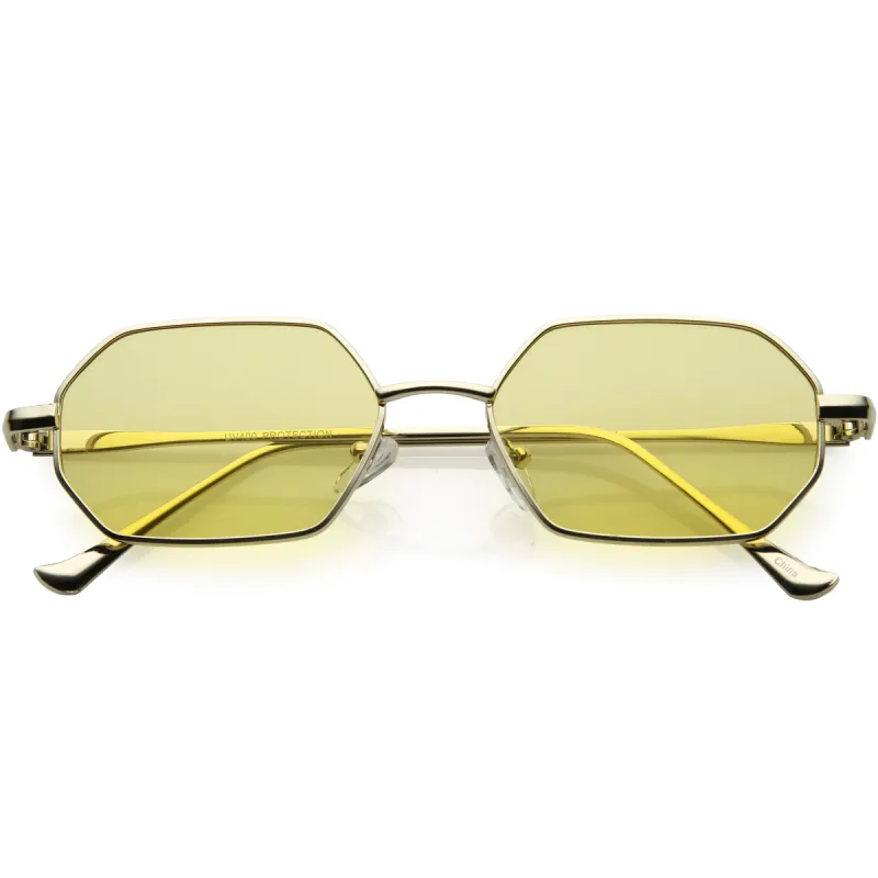 Small Retro 1990's Geometric Hexagon Color Tone Metal Sunglasses C943 sold by ZeroUV