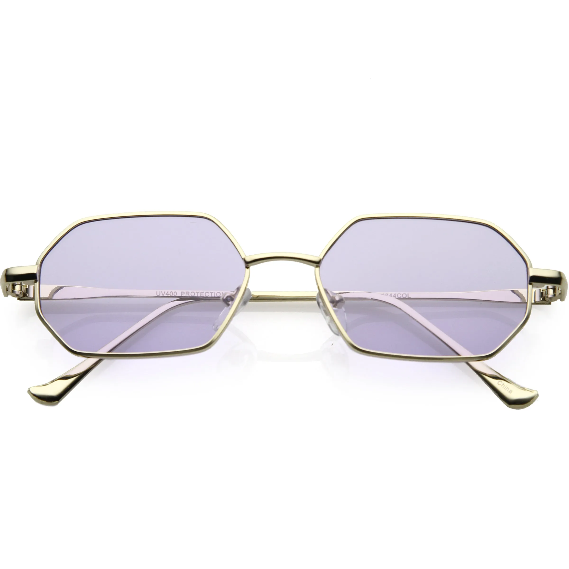 Small Retro 1990's Geometric Hexagon Color Tone Metal Sunglasses C943 sold by ZeroUV product image thumbnail 4