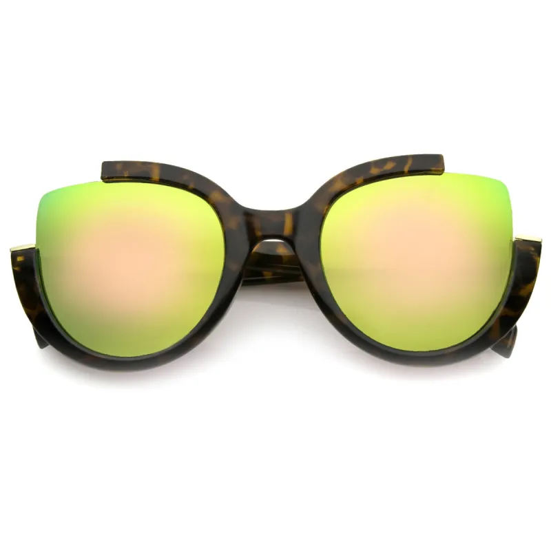Women's Semi Rimless Cat Eye Mirrored Lens Sunglasses A802 sold by ZeroUV
