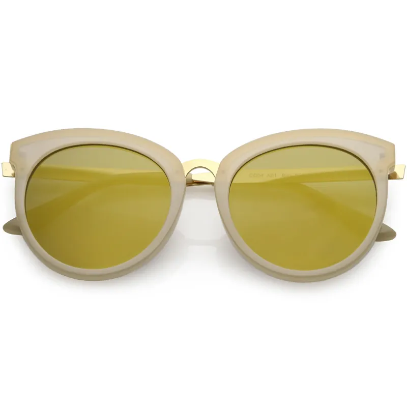 Women's Oversize Round Cat Eye Mirrored Flat Lens Sunglasses C842 sold by ZeroUV