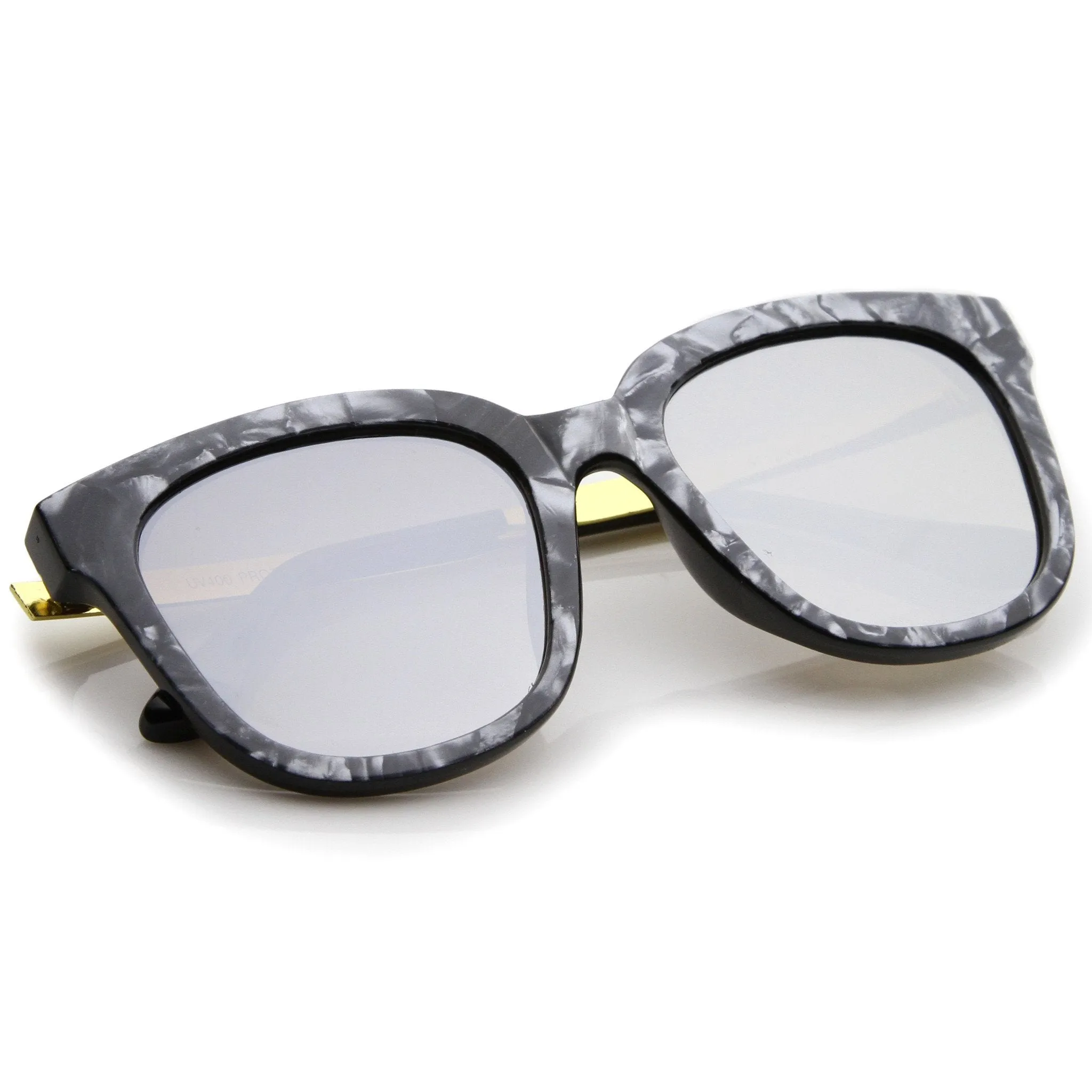 Women's Modern Marble Flat Mirror Lens Sunglasses A645 sold by ZeroUV product image thumbnail 4